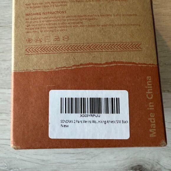 Sonoran Merino Wool Hiking/Athletic 2 Pair Black S/M NWT IN PACKAGE‎ - Picture 6 of 7